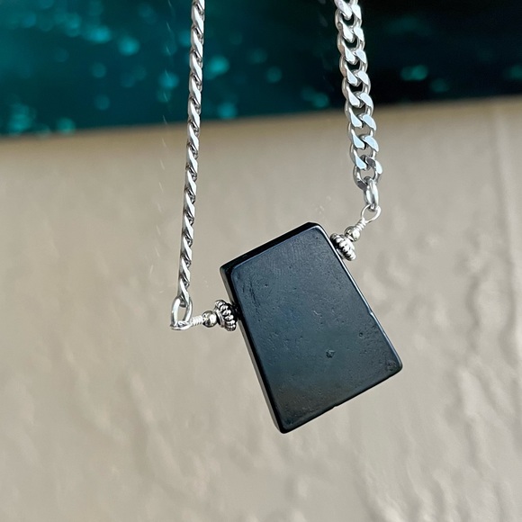 Abone shell stainless steel cuban chain link choker necklace boho gemstones - Picture 10 of 15